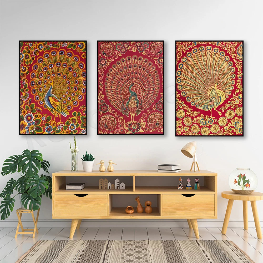 Rajasthani Peacock Canvas Print — Indian Wall Art