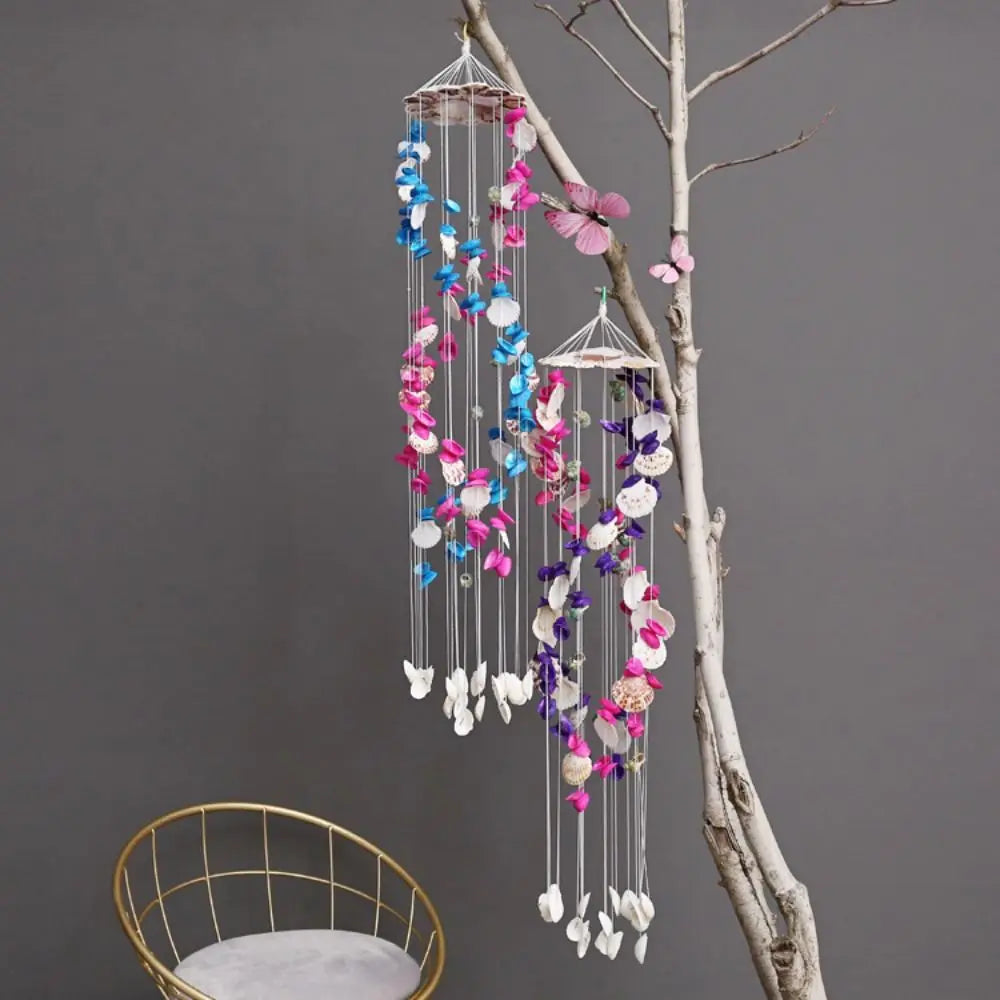Colorful Shell Wind Chimes Yard Hanging Decor Exquisite White Wind Bell Pendant Birthday Gifts Crafts Gift Hanging Ornament