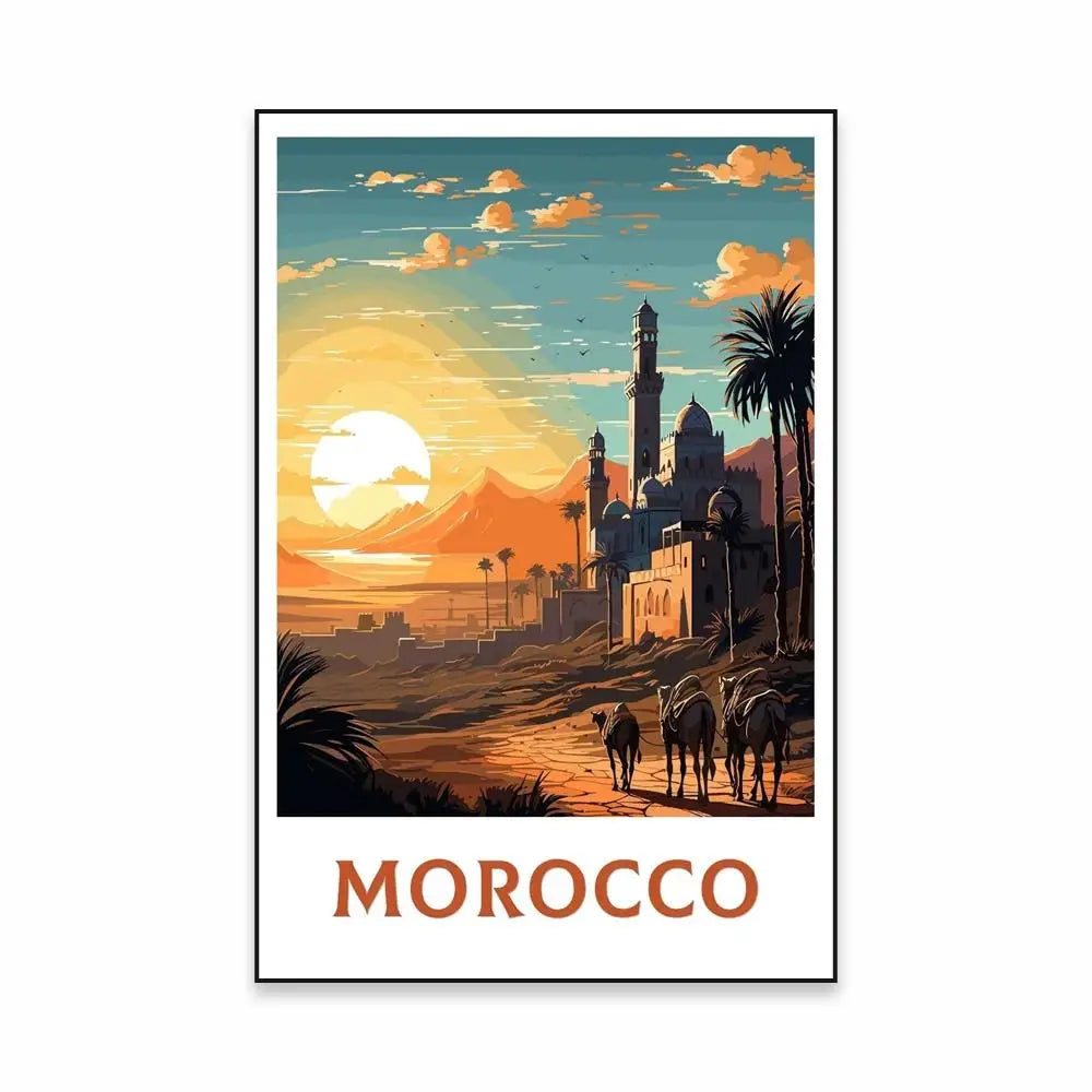 Morocco Travel Canvas Print — Chefchaouen Blue City & Moroccan Landscapes