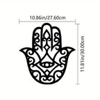Moroccan Khamsa Cutout Wall Art — Black Metal Hand of Fatima Sign