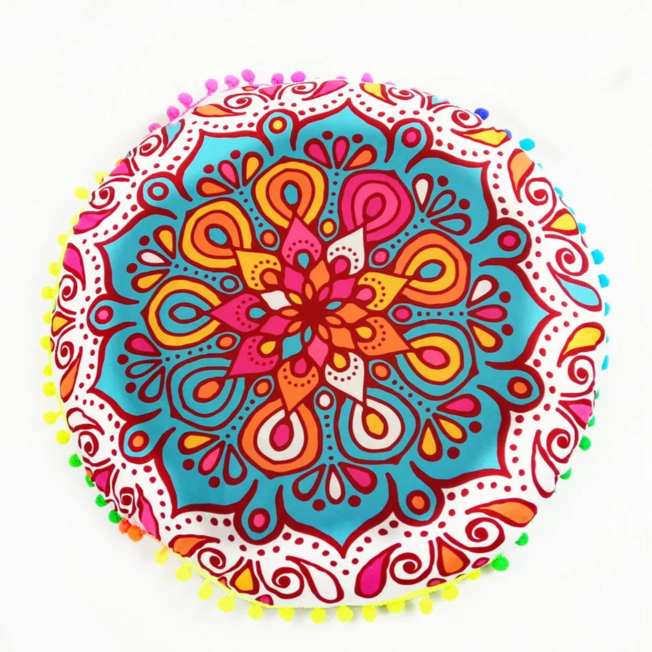 Moroccan Mandala Floor Cushion Cover — Round Bohemian Tatami Seat Cover