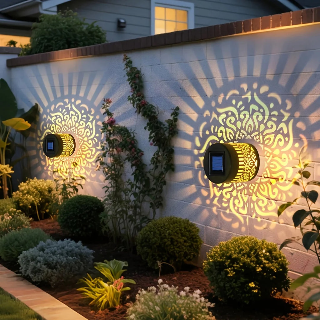 Solar Datura Lantern Wall Light — Outdoor Garden & Patio Lamp