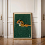 Ukiyo-e Tiger Canvas Wall Art — Japandi Wave Print