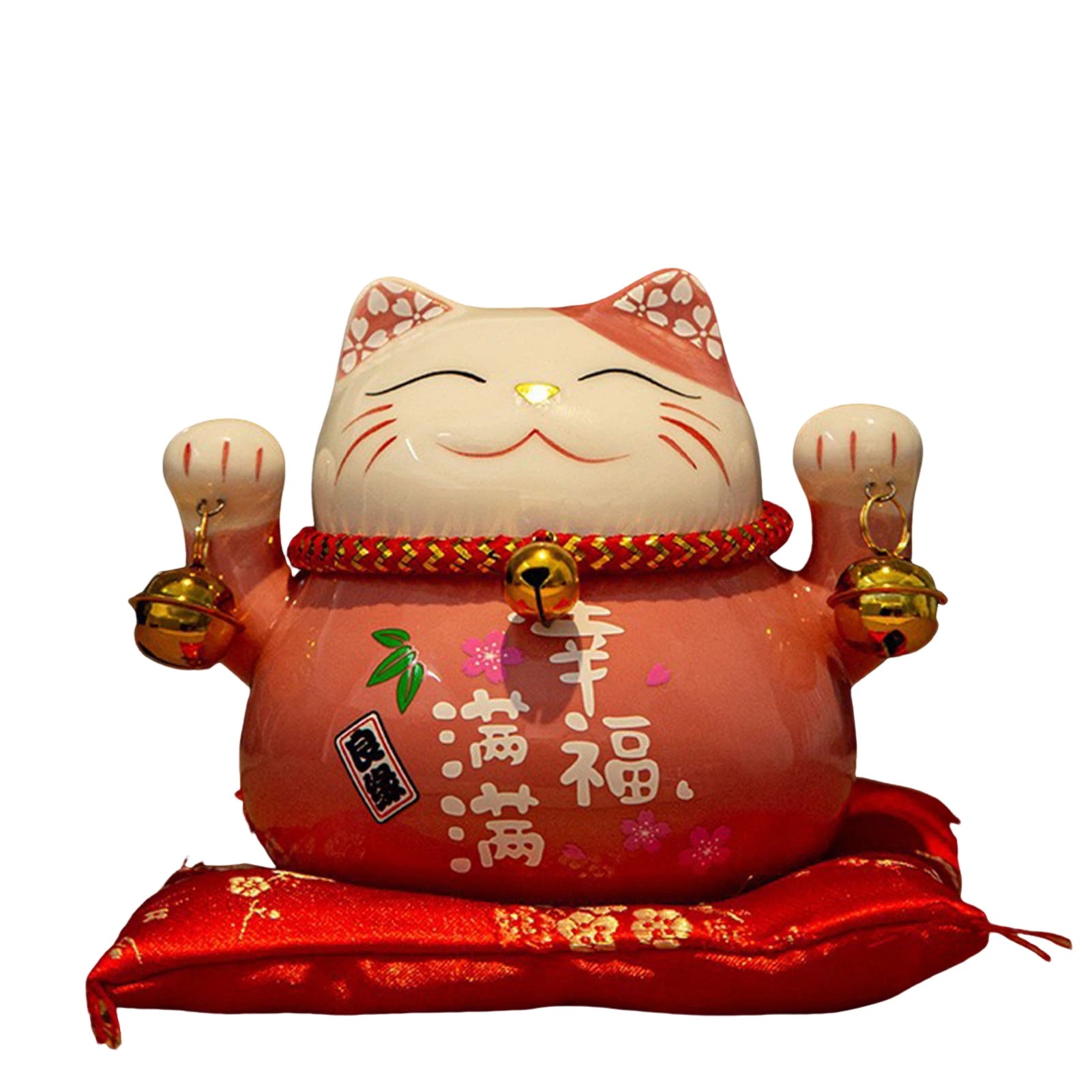2026 New Year's Wealth Cat Ornament Blessing Message Painted Ceramic Kitten Home Decors Festival Party Gift For Family Friend