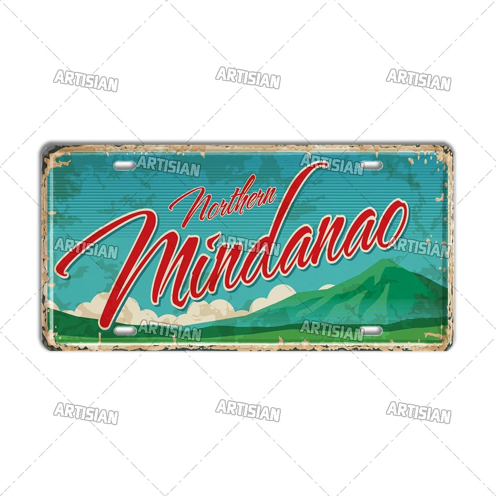 Artisian PHILIPPINES Malaysian License Plate City Metal Sign Landmark Decorative Vehicle Plate Wall Decor Garage Bar Pub Club