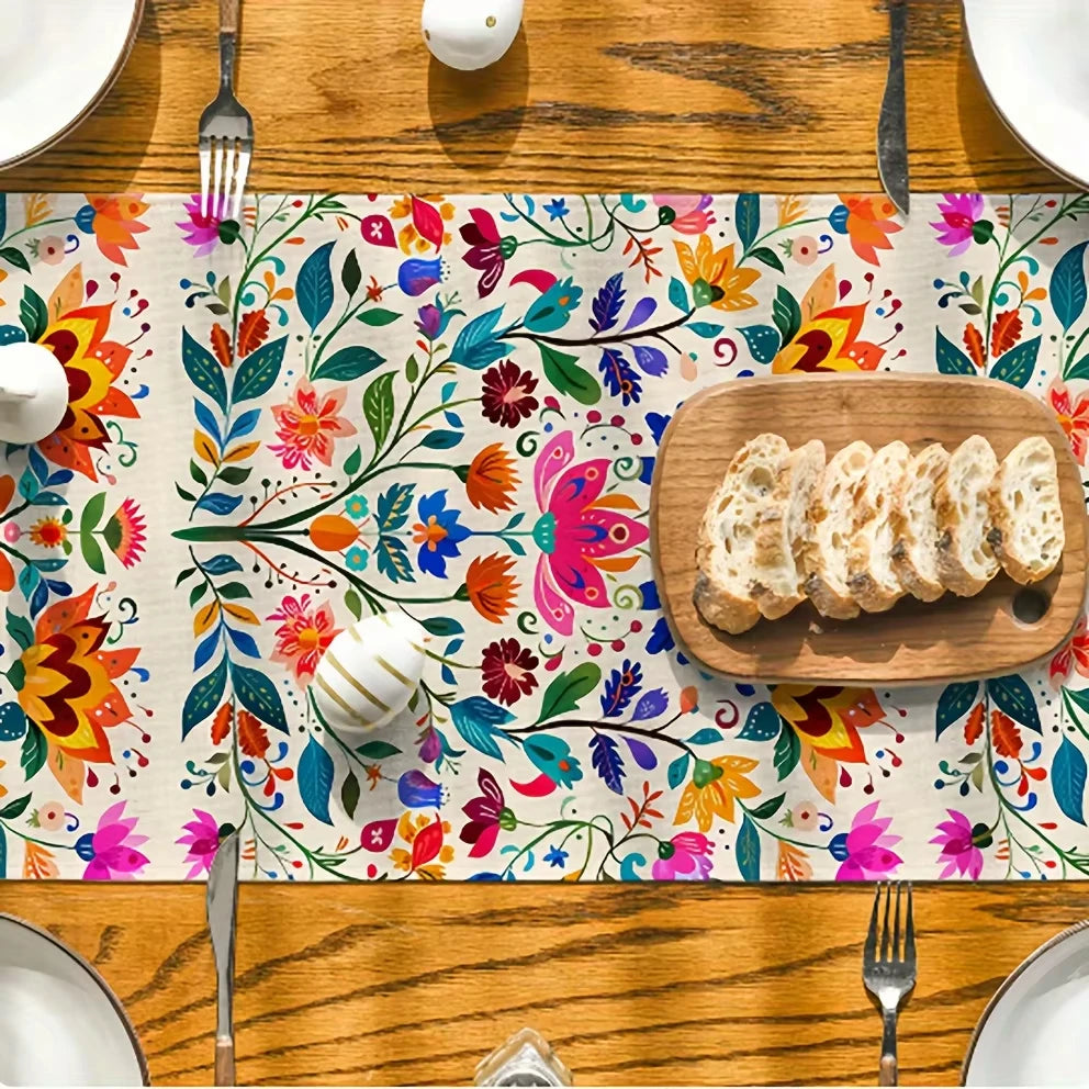 Folk Art Floral Table Runner — Boho Latin Style
