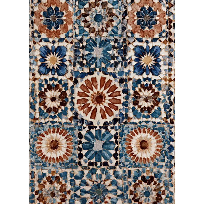 Moroccan Courtyard Mosaic Canvas Print — Mediterranean Arch Wall Art