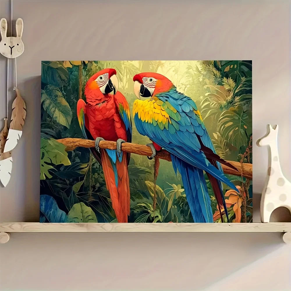 Macaw Parrot Rainforest Canvas Print — Latin American Wildlife Wall Art