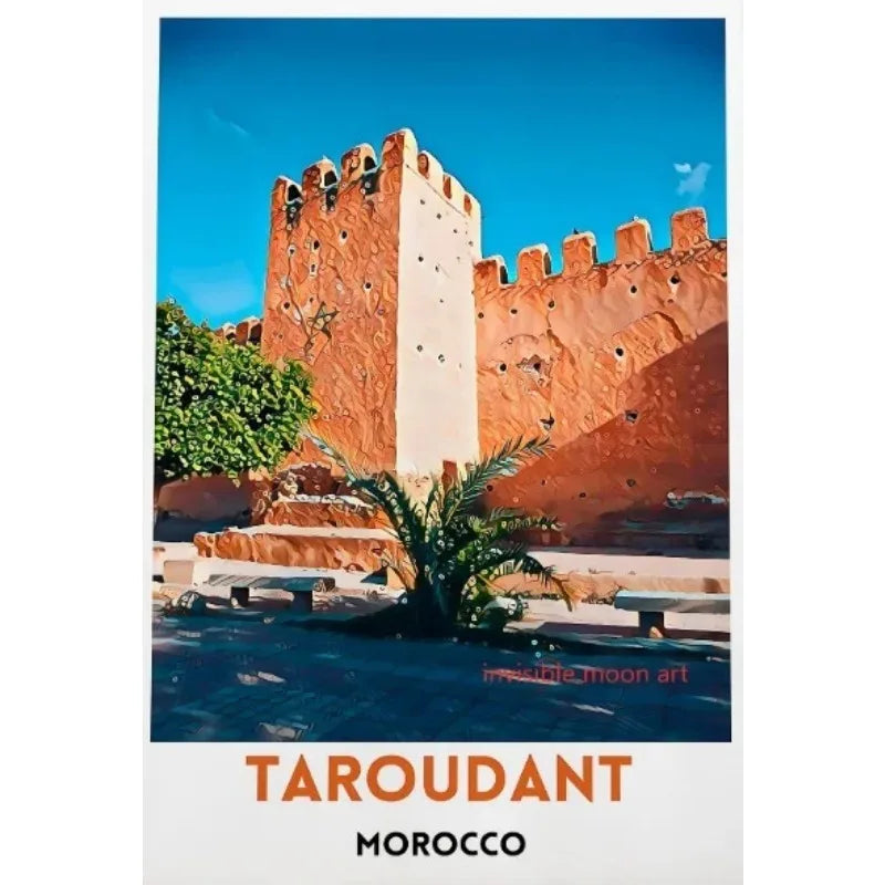 Casablanca & Marrakesh Travel Poster — Moroccan Architecture Canvas Print