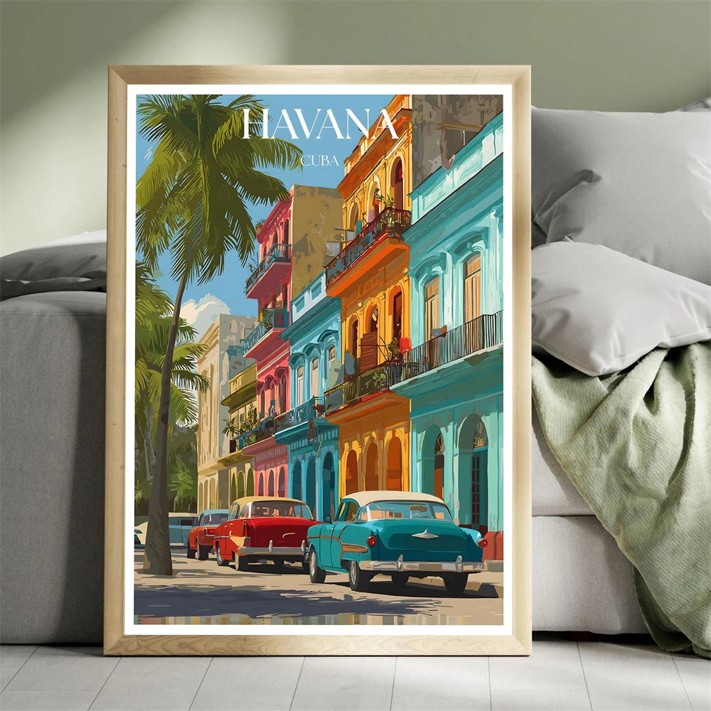 Havana Cuba Travel Poster Canvas Print — Latin Heritage Wall Art