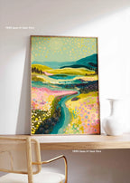 Yayoi Kusama Pink Jellyfish — Mount Fuji Abstract Canvas Print