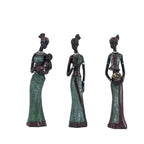 African Women Sculpture Set — 3-Piece Resin Figurines
