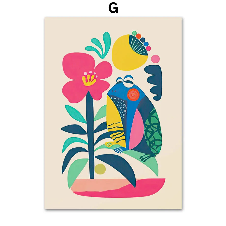 Abstract Wildlife Canvas Print — Geometric Animal Wall Art