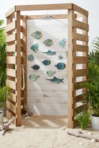 Rustic Ocean Fish Wall Art — 10-Piece Wooden Decorative Plates