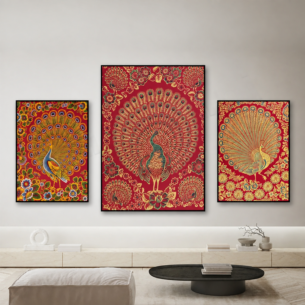 Rajasthani Peacock Canvas Print — Indian Wall Art