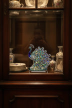 Decorative Acrylic Peacock Figurine — Jeweled Tabletop Ornament