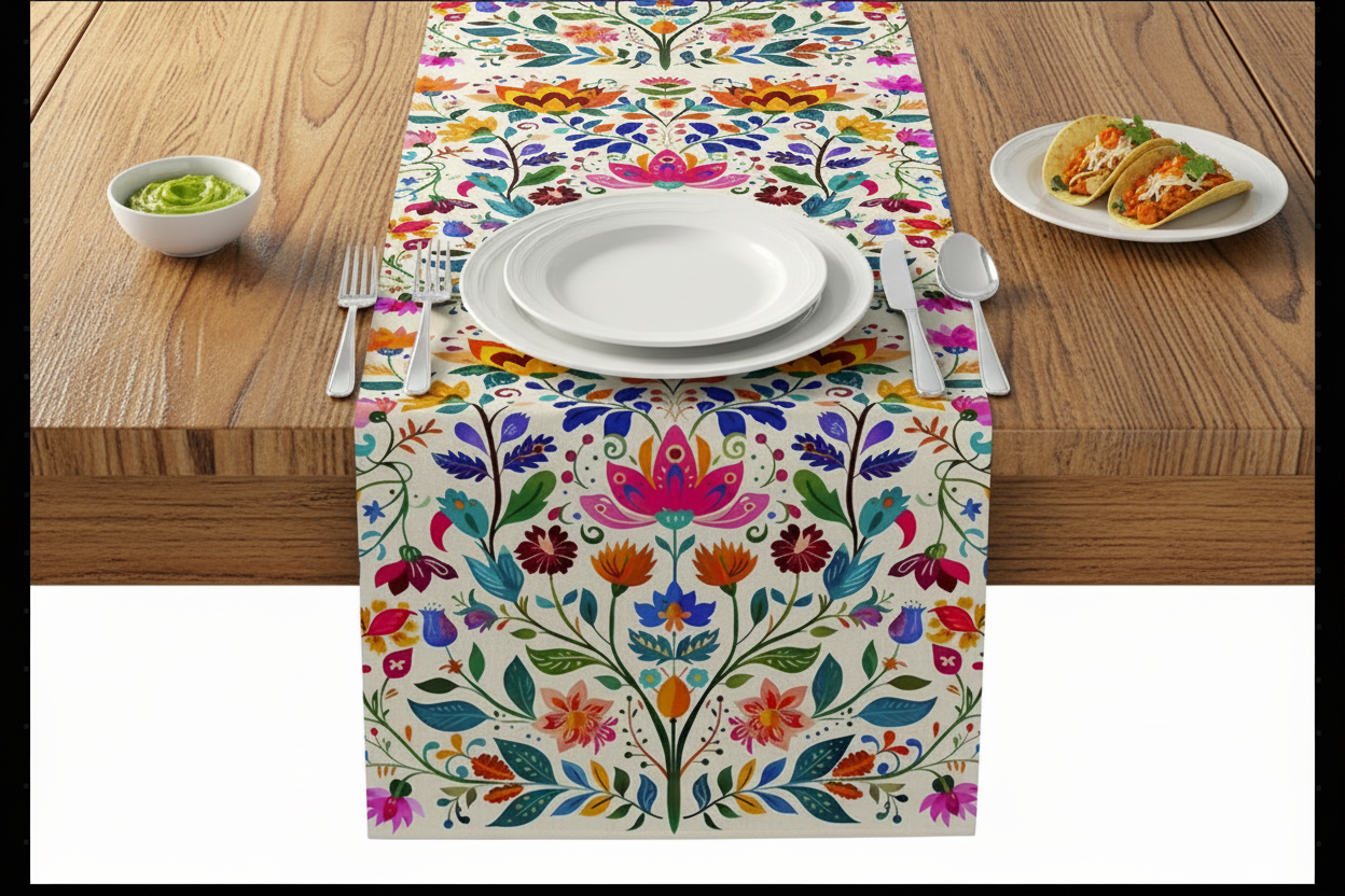 Folk Art Floral Table Runner — Boho Latin Style