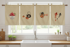 Japanese Tea Room Noren Curtain — Koi Fish & Kanji Calligraphy Panel Set