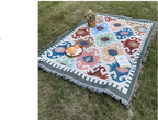 Mexican Striped Boho Blanket — Linen Throw with Tassels