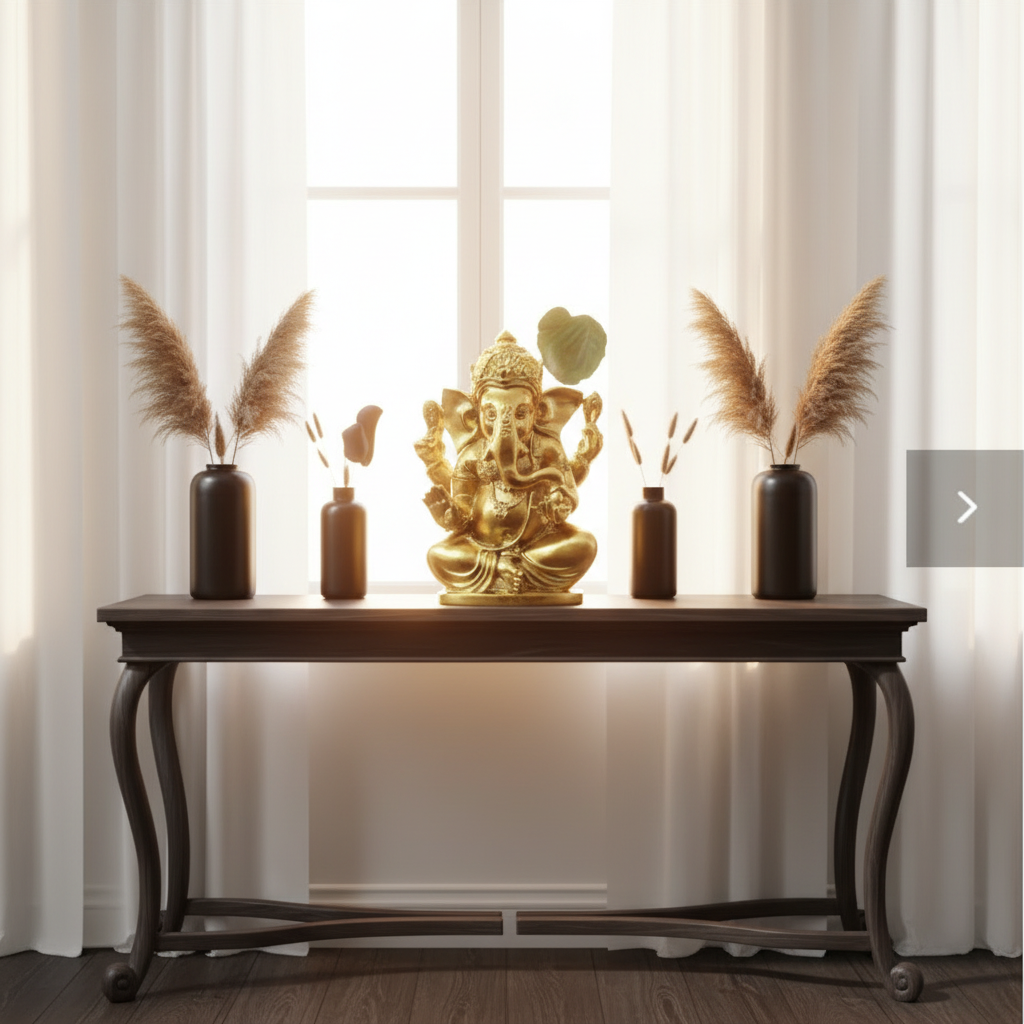Golden Ganesha Statue — Indian Blessing & Prosperity Ornament