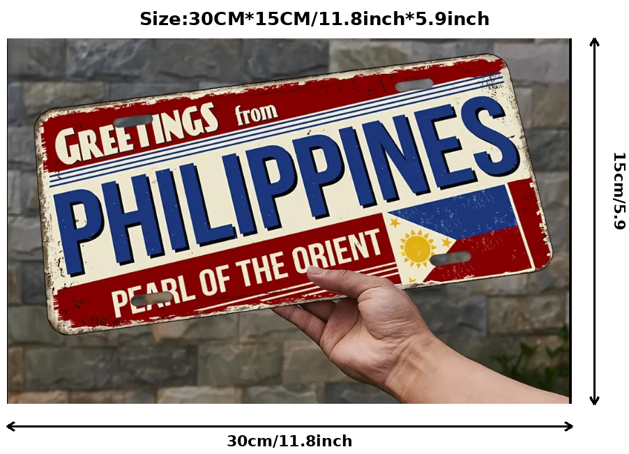 Greetings from Philippines Metal Sign — Pearl of the Orient Wall Art