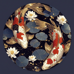 Vintage Goldfish Koi Pond Metal Wall Art — Japanese Décor Sign