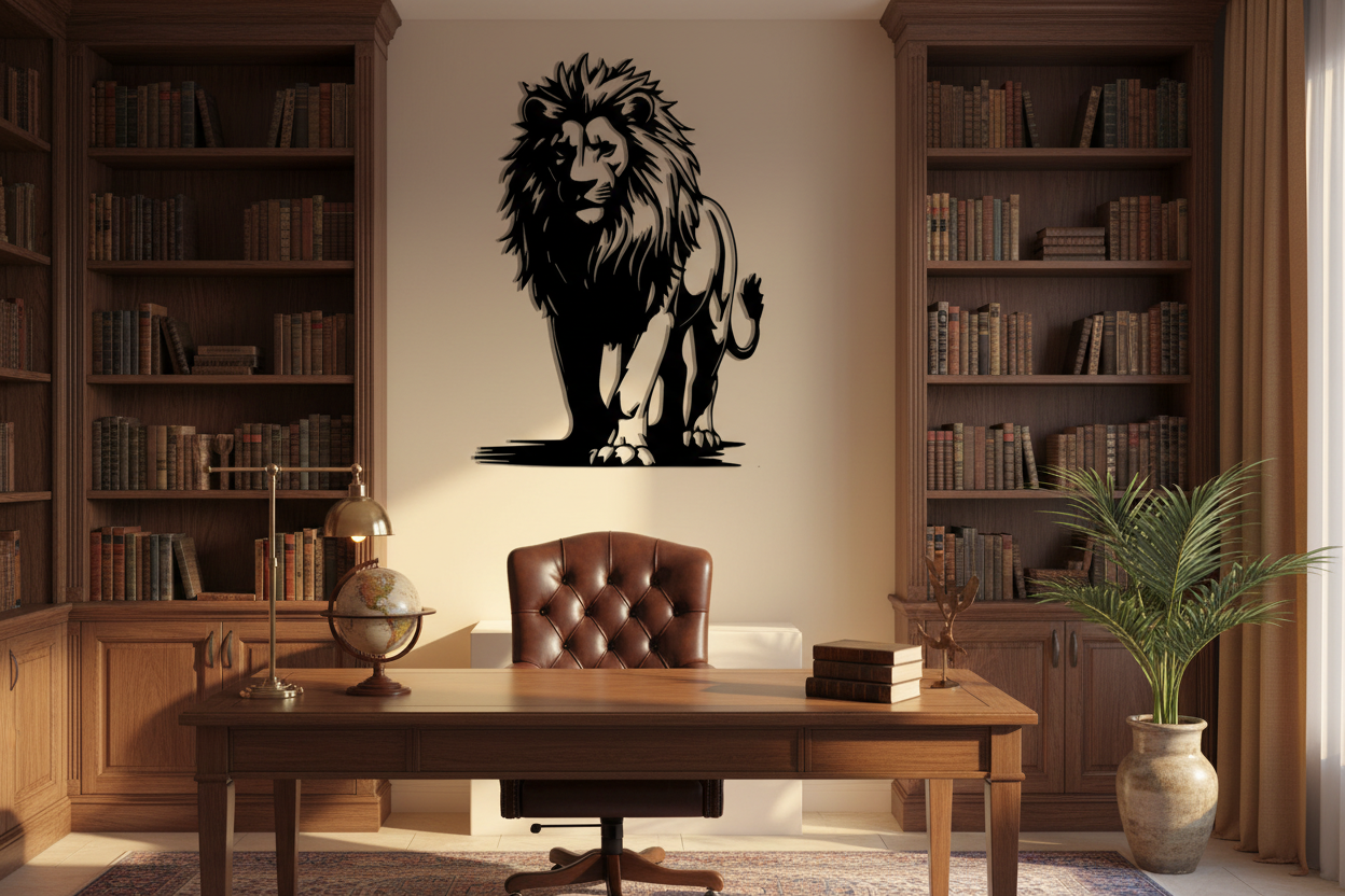 Lion Family African Metal Wall Art Rustproof Stencil Decor for Living Room Patio Christmas Gift
