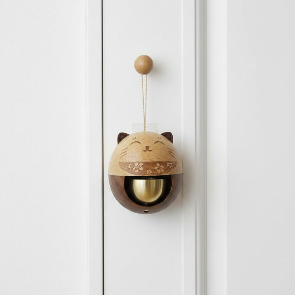 Japanese Landscape Wooden Wind Chime — Magnetic Doorbell & Entrance Bell
