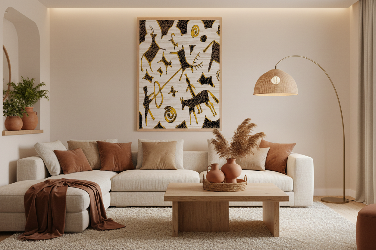 Ancient Terracotta Tribal Wall Art — Large Canvas Print