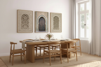 Moroccan Arch Window Canvas Print — 3-Panel Geometric Wall Art Set