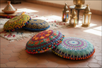 Moroccan Mandala Floor Cushion Cover — Round Bohemian Tatami Seat Cover