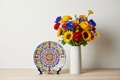 Moroccan Mandala Ceramic Plate — Geometric Hanging Wall Art