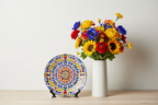 Moroccan Mandala Ceramic Plate — Geometric Hanging Wall Art