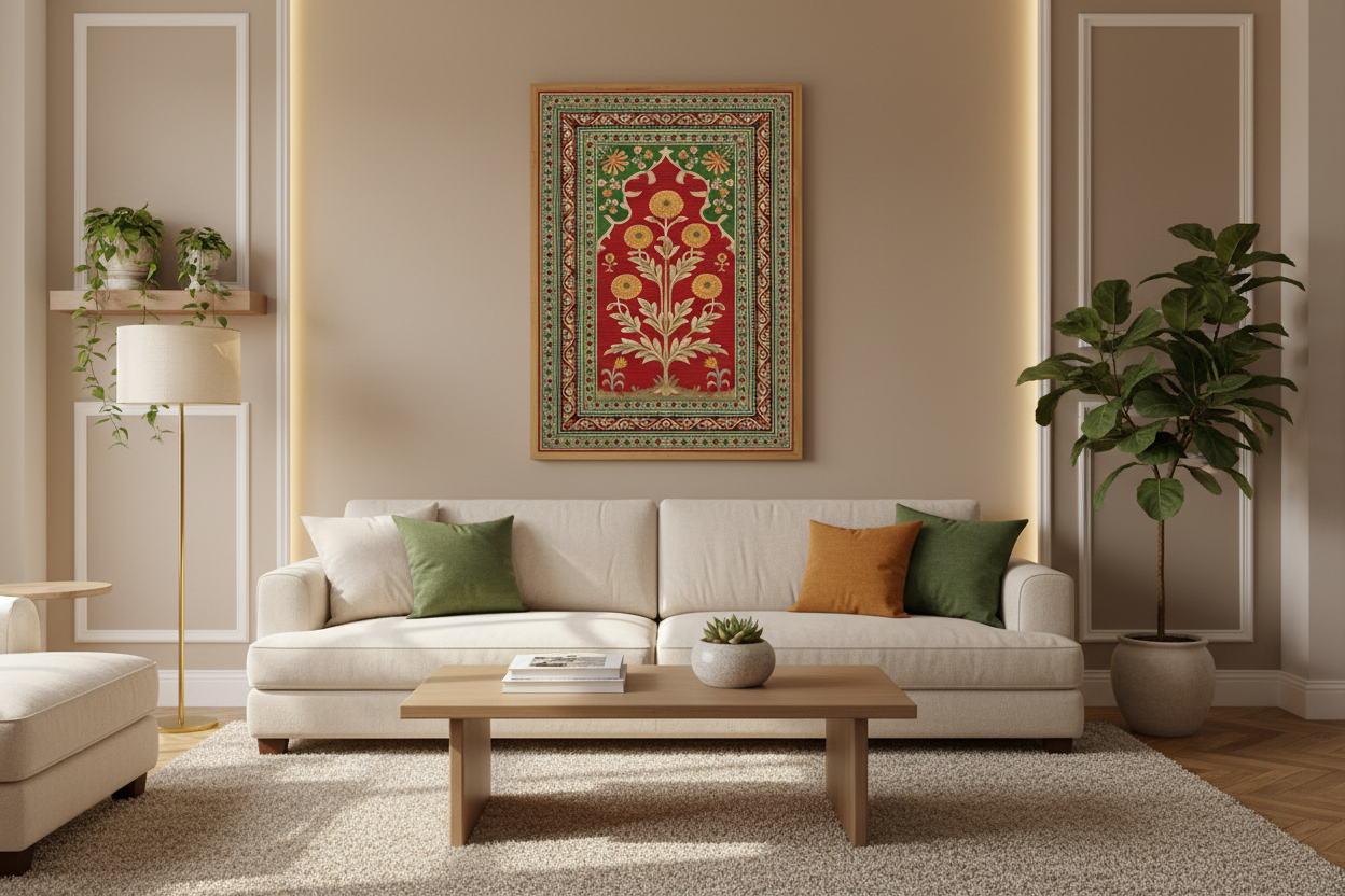 Mughal-Style Floral Botanical Wall Art Print — Indian Home Décor