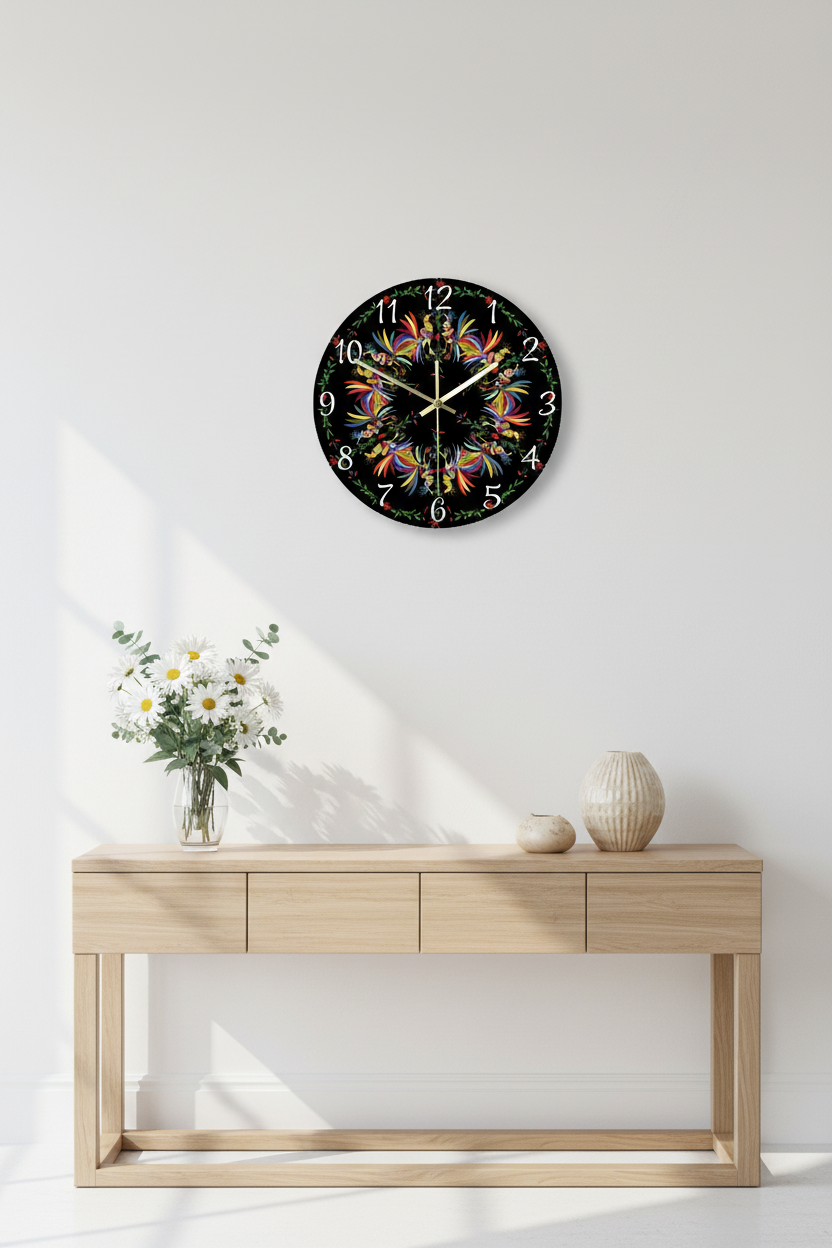 Otomi Bird Wall Clock — Mexican Folk Art Home Décor