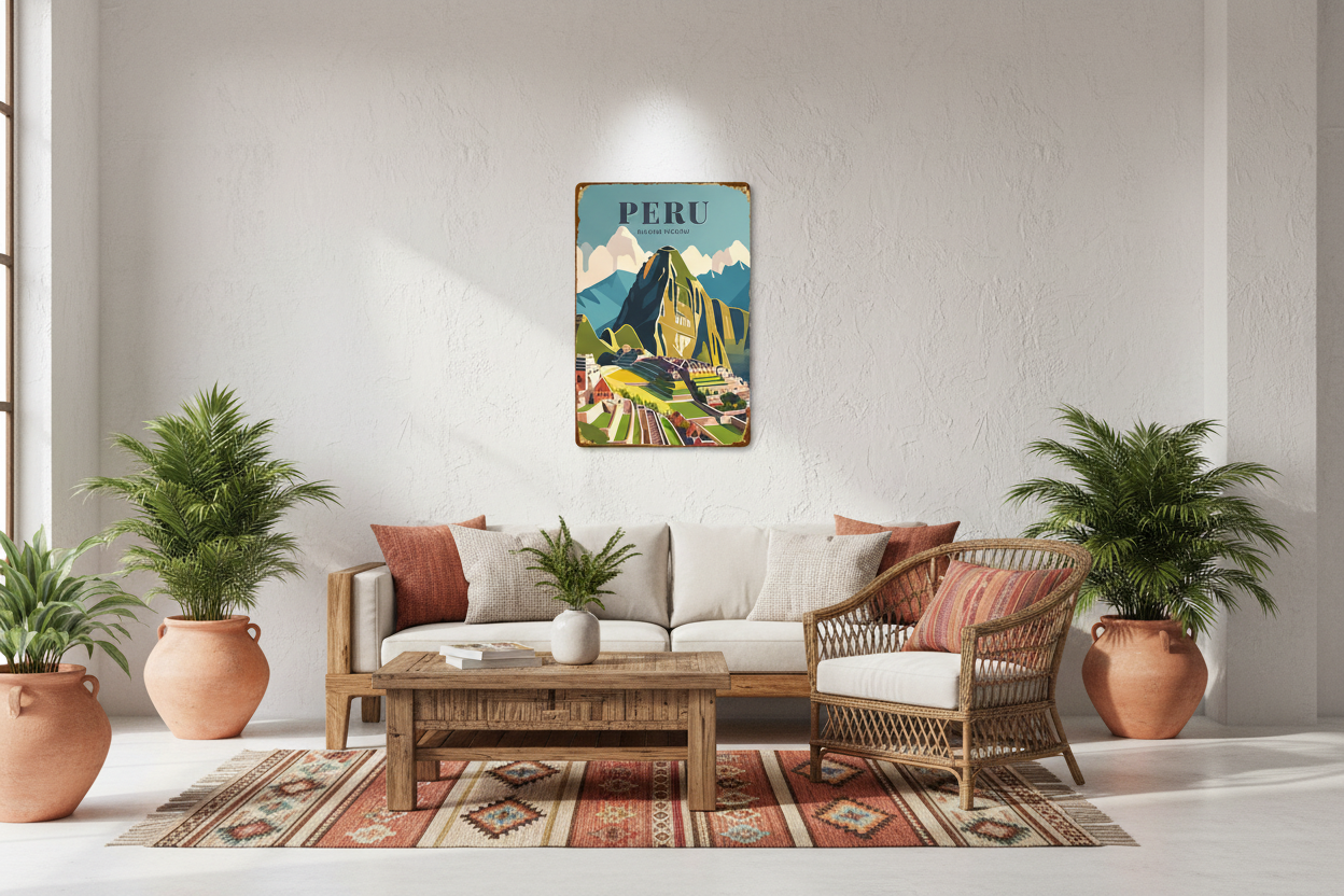Machu Picchu — Vintage Peru Travel Metal Sign