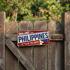 Greetings from Philippines Metal Sign — Pearl of the Orient Wall Art