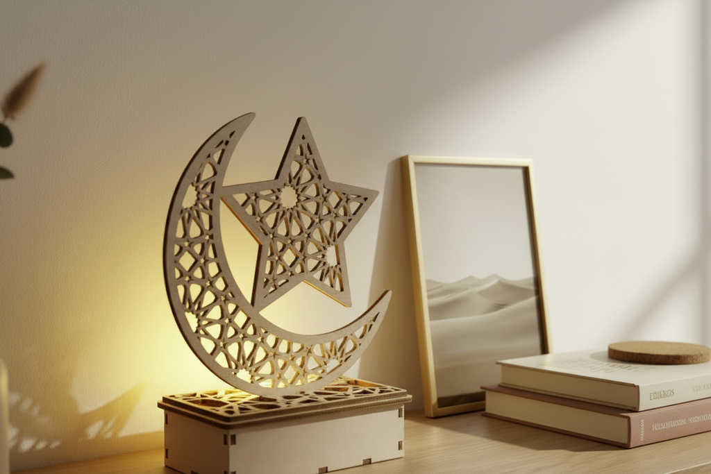 Ramadan & Eid Acrylic Tabletop Ornament – Islamic Home Décor Stand