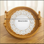 Rattan Woven Round Tray — Handcrafted Fruit & Snack Basket