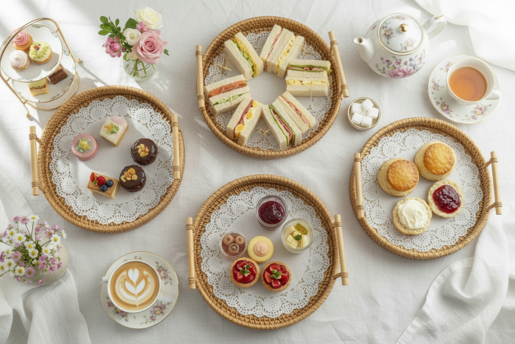 Rattan Woven Round Tray — Handcrafted Fruit & Snack Basket