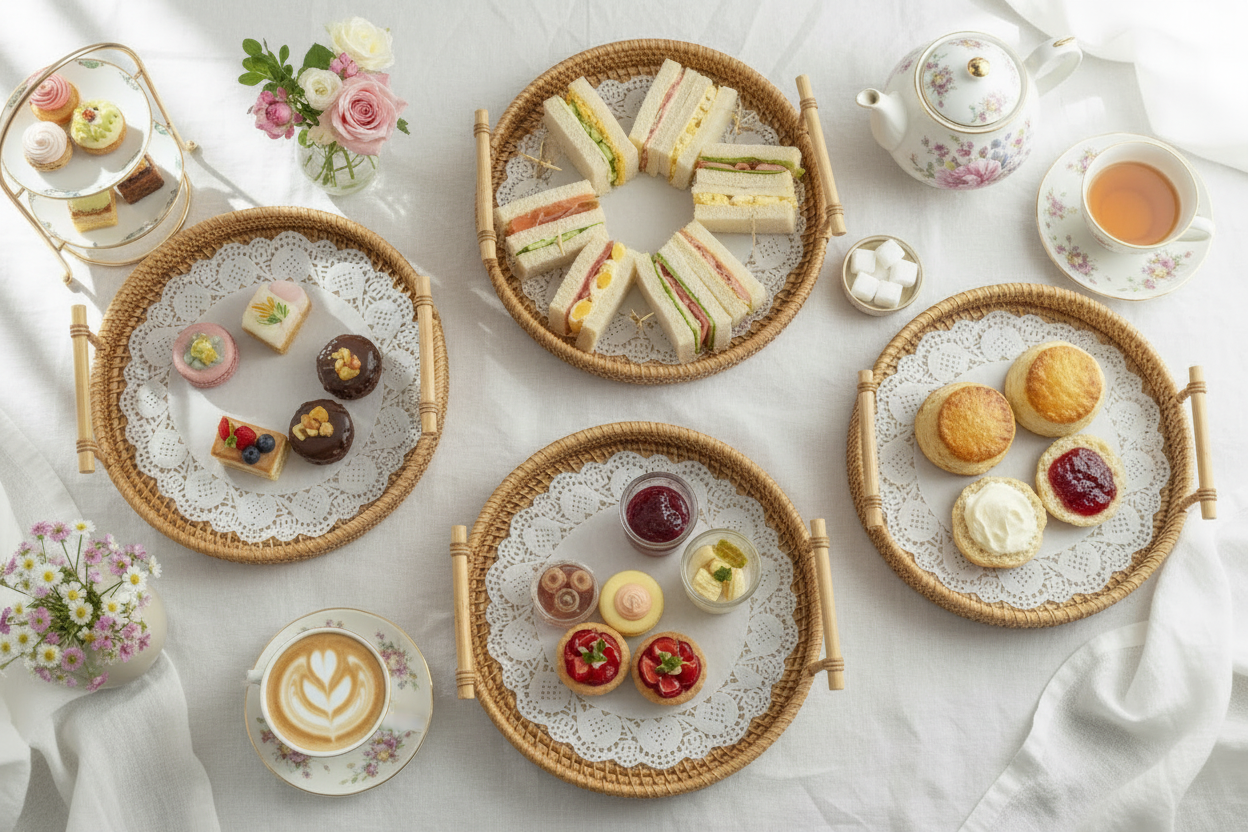 1PC Rattan Bread Storage Woven Snacks Fruit Round Tray Picnic Binaural Tray Living Room Table Finishing