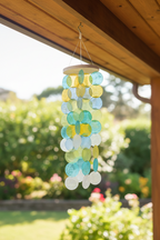 Natural Rainbow Capiz Shell Wind Chime – Handwoven Hanging Ornament