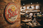 Vintage Sol Cerveza Metal Sign — Retro Mexican Bar Wall Art, 1899 Sun Logo Plaque