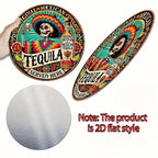 Day of the Dead Tequila Sugar Skull Sign — Round Aluminum Wall Plaque