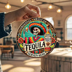 Day of the Dead Tequila Sugar Skull Sign — Round Aluminum Wall Plaque