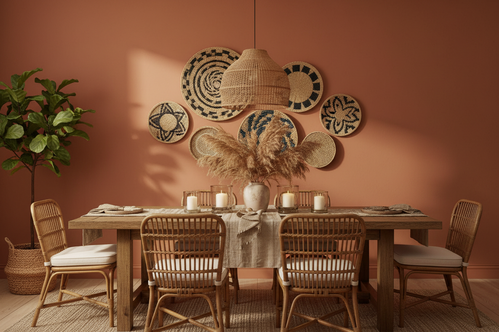 Boho Woven Wall Basket Set — 7-Piece Seagrass & Rattan